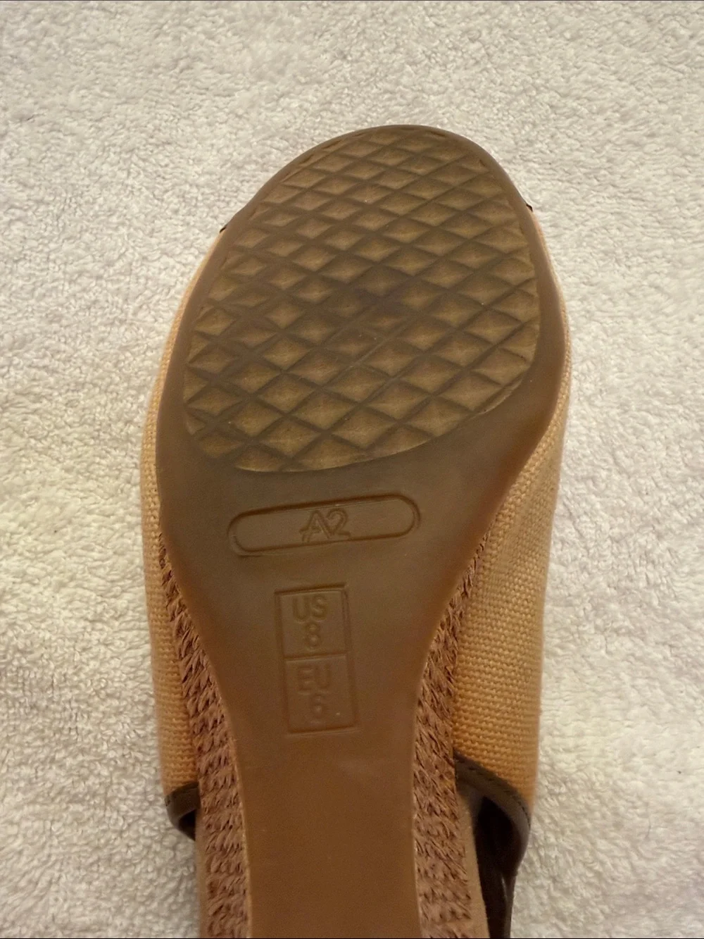 A2 By Aerosoles Tan Open-Toe Slingback Wedges